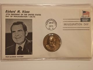 1973 Richard Nixon Inauguration Medal & Stamp First Day Cover Set