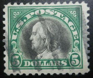 U.  S.  Stamps:scott 524,  $5,  Deep Green & Black,  The Wash.  - Frank. ,  Type Of 1918