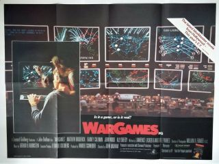 War Games 1983 Uk Quad Cinema Poster Matthew Broderick,  Ally Sheedy