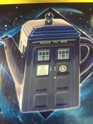 Doctor Who Tardis Teapot Time Machine Sci Fi Bbc Blue Police Call Box