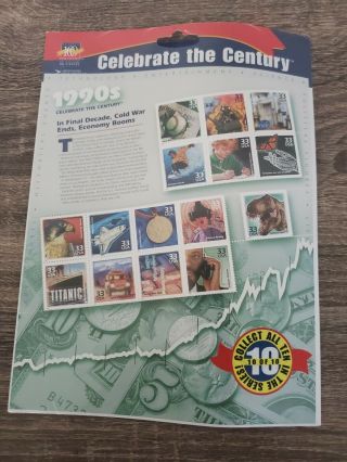 1900s - 1990s Celebrate The Century Set Of 10 Stamp Sheet Still Wrapped