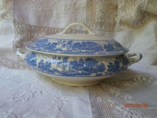 Myott Son & Co.  England Ye Olde Willow Covered Tureen Serving Dish Handled