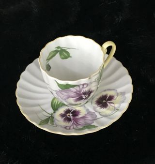 Vtg Shelley Pansy Tea,  Coffee Cup & Saucer 13823 Fine Bone China England