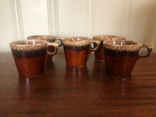 Vintage Set Of 5 Hull Brown Drip Coffee Mugs
