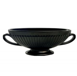 Vintage Wedgwood Black Basalt Footed Handled Oval Planter Bowl