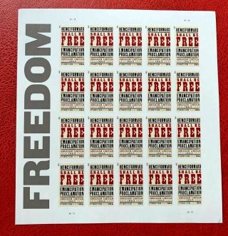 Us Stamps Sc 4721emancipation Proclamation Imperforate Pane Of 20 Cv:$35