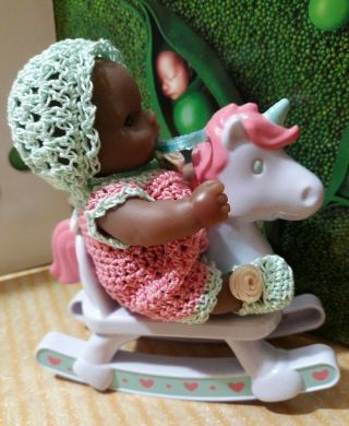5 " Inch Berenguer Doll In Handmade Crochet Outfit W/rocking Horse Ethnic Aa