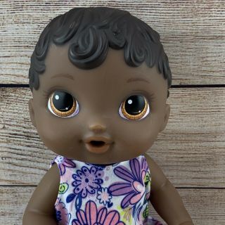 Hasbro Baby Alive Doll 2016 African American Dressed Feeding Peeing 12”