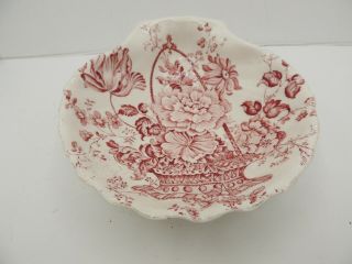 Royal Crownford Charlotte Red Shell Dish Ironstone Footed Vintage England