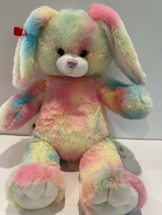 Build A Bear Rainbow Pastel Bunny Rabbit Tye Dye Plush Stuffed Animal