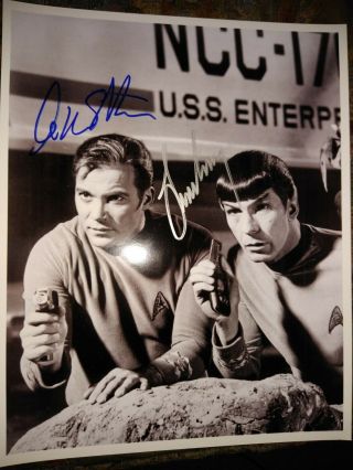 William Shatner Leonard Nimoy Signed Star Trek Tos 8x10