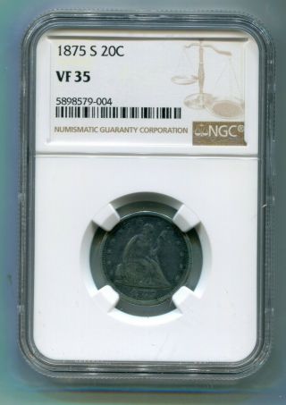 Us 20 Cents 1875 S Ngc Vf 35 Even Toned Coin Lotaug6780