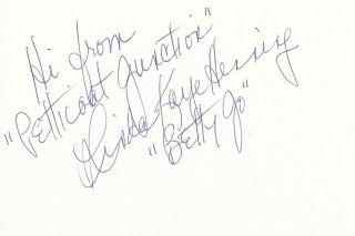 Linda Kaye Henning Signed 6x4 Petticoat Junction Index Card / Autograph