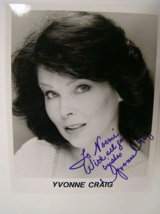 Yvonne Craig Batgirl On Batman Tv Show Signed Head Shot Photograph