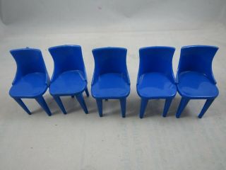 5 Vintage Plasco Toy Plastic Dollhouse Furniture Kitchen Dining Room Chair 2.  25”