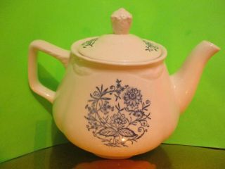 Homer Laughlin Virginia Rose Blue Dresden Teapot