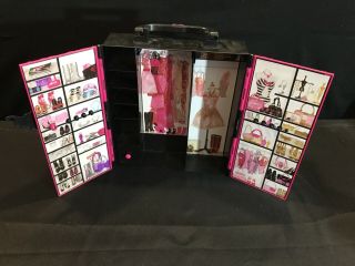 Mattel Barbie Closet / Wardrobe Pink & Black Doll Storage Carry Case 2011 2