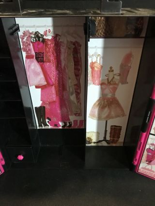 Mattel Barbie Closet / Wardrobe Pink & Black Doll Storage Carry Case 2011 3