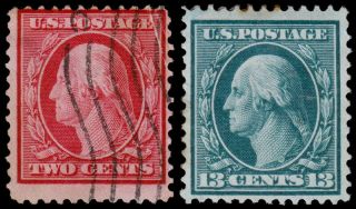 United States Scott 332,  339 (1908 - 09) Used/mint H F - Vf,  Cv $37.  85 B