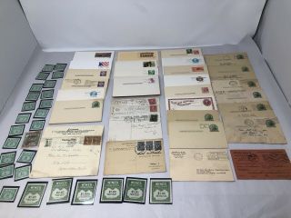 And Vintage Postal Card Lot Pre Printed Postage Plus Revenue Stamps