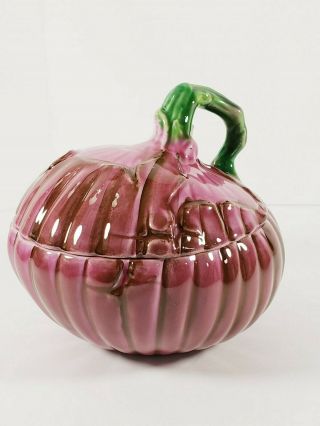 Vintage Red Purple Onion Terrine Serving Bowl Ceramic Mancioli Italy