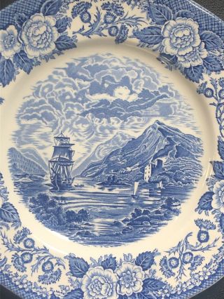x2 Royal Warwick Lochs of Scotland Blue,  White Saucers; Made In England 2