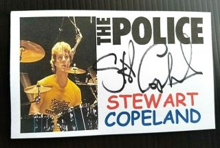 " The Police " Stewart Copeland (drums) Autographed 3x5 Index Card