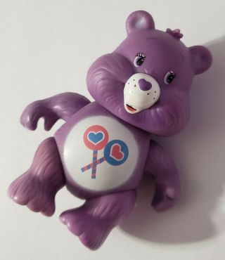 Care Bears Share Bear 3 " Collectible Poseable Mini Figure 2002 Purple Lollipops