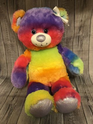 Build A Bear Rainbow Tie Dye Sparkle Cute Lgbt 16 " Plush 17