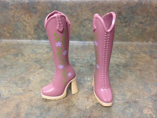 Barbie Doll My Scene Chelsea Western Cowgirl Floral High Heel Boots Shoes