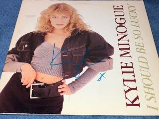 Kylie Minogue Signed Autographed I Should Be So Lucky Record Album Lp