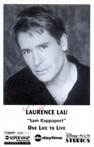 Laurence Lau Hand Signed 5.  5x8.  5 Photograph One Life To Live Soap Opera