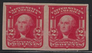Us Stamps - Scott 320 - 2c Washington Imperf - Hinged Pair (l - 1044)