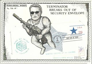 The Terminator Arnold Schwarzenegger Blue Star Envelope Fdc Hideaki Nakano