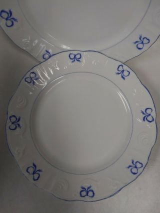2 Vista Alegre Ruban Blue Fine Porcelain China Portugal Salad Plates 8 "