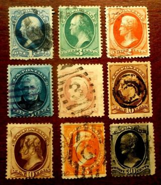 Buffalo Stamps,  Scott 182 - 190,  1879 Soft - Paper Banknotes,  F/vf - Vf,  Cv = $395