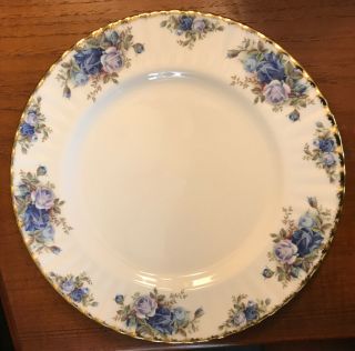 Royal Albert Moonlight Rose Dinner Plate Blue And Gold Gilt Roses