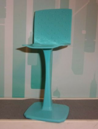 Barbie Doll Dollhouse Aqua Blue Bar Salon Chair Stool 6 Inch