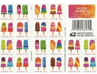 Scott 5285 - 5294 Frozen Treats 2018 Self - Adh Nh Booklet Of 20 Stamps