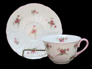Shelley China Bridal Rose Spray " Oleander " Shape 13545 Tea Cup And Saucer