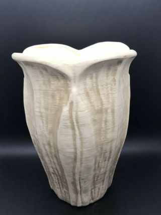 Large Haeger Pottery Arts & Crafts " Wood " 9 1/2 " Tan/taupe Vase 808 - 78 Mcm