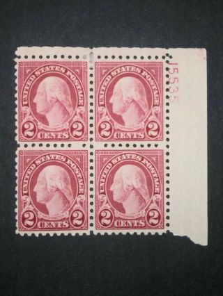 Riv: Us Mh 583 Top Plate Block Of 4 Fresh 2 Cent Washington 1924 Issue 2t
