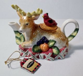Noritake Royal Hunt Miniature Teapot Deer W/original Hang Tag