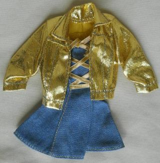 Barbie Doll Clothes Fashion Avenue Gold Jacket Blue Denim Jean Dress 14980