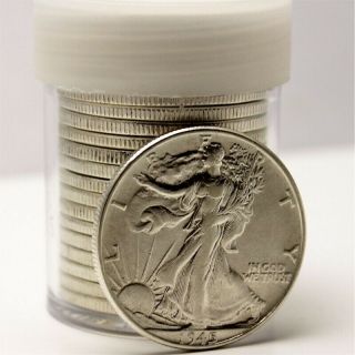 Roll Of 20 $10 Face Value 90 Silver Walking Liberty Half Dollars
