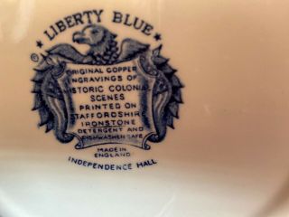 Set of 6 LIBERTY BLUE Staffordshire Independence Hall DINNER PLATES - England 2