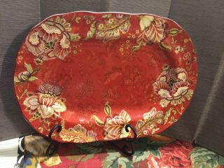 222 Fifth Gabrielle Red Oval Serving Platter 13 7/8” X 9 7/8”