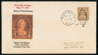 Mayfairstamps Us Fdc 1927 Martha Washington Wife Of 1st President Of Us First Da