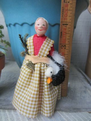Vintage Dollhouse Miniature Handmade 4 " Farmer 
