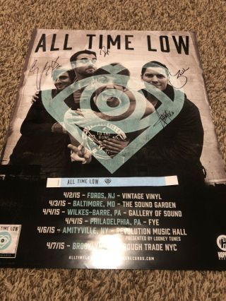 All Time Low Signed 18” X 24” Future Hearts Poster With Wrist Band